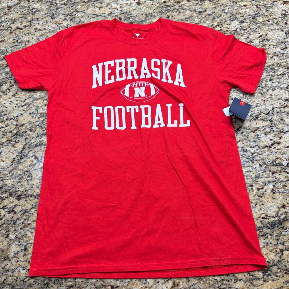 NEW Fanatics Nebraska Football T-Shirt Mens L Red Huskers NCAA Short Sleeve ws